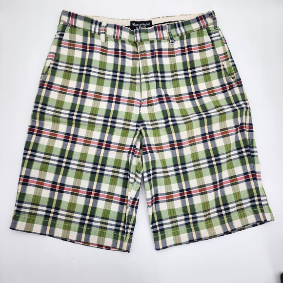 Abercrombie & Fitch Shorts Men's Size 30‎ Plaid Green Gray Yellow - Picture 1 of 8
